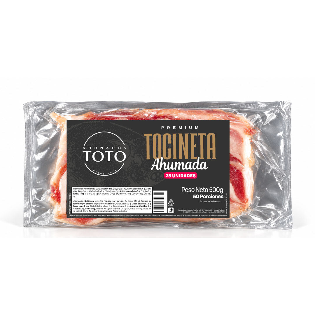 Tocineta Cruda Ahumada 500gr